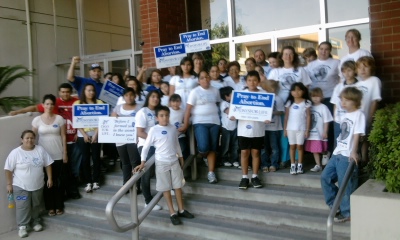 40 Days for Life supporters gather outside City Council chambers Wednesday night
