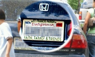 'St. Francis Parish: Faith, Family & Friends' displayed on car which transported a young girl to Bakersfield's abortion chamber
